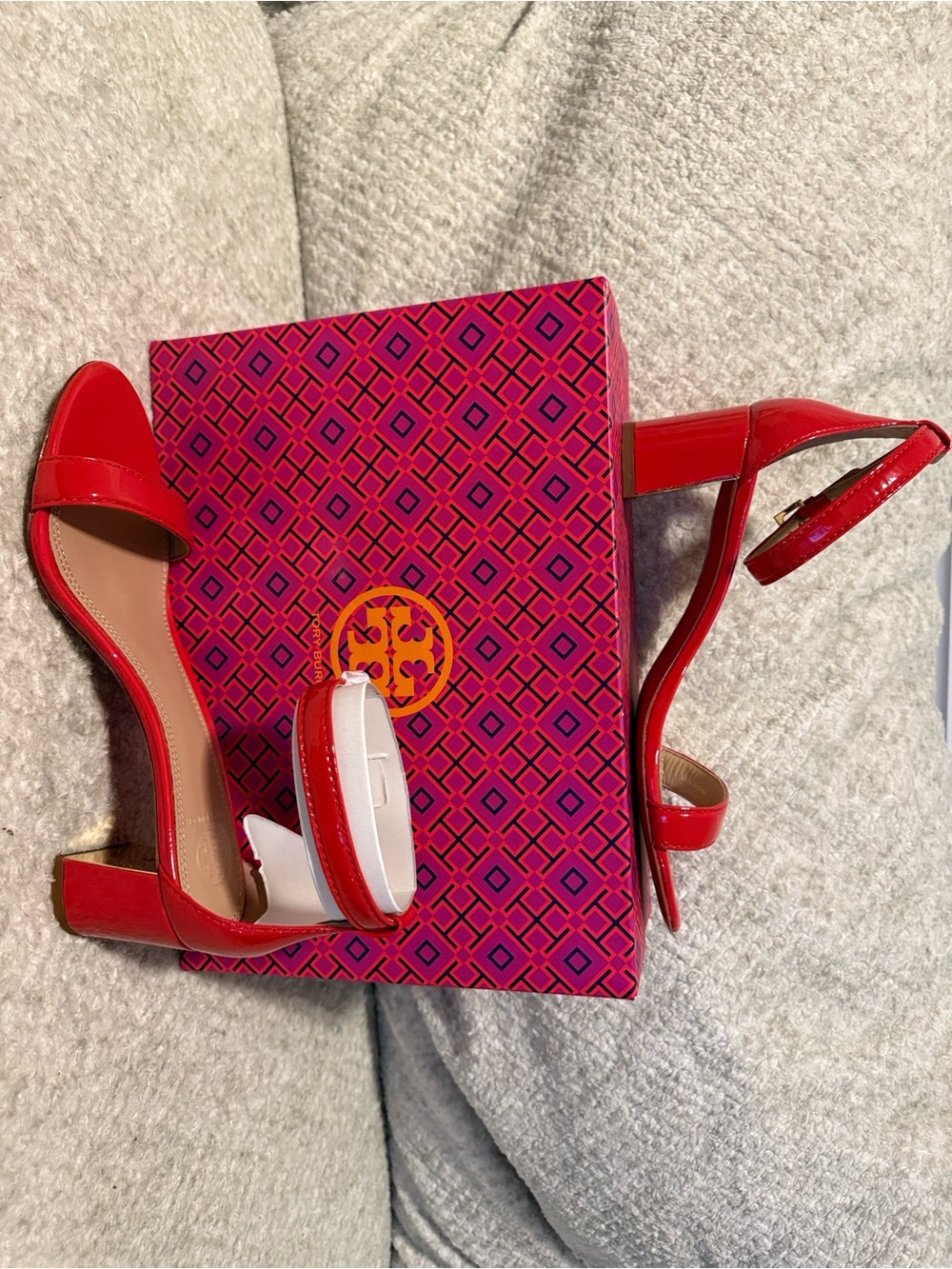 Tory Burch Pepper Red Block Heel Sandals